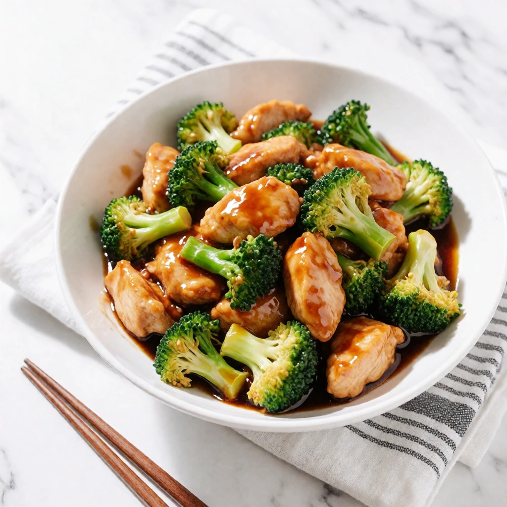 Savory Ginger-Sesame Chicken and Crisp Broccoli in a Glossy Brown Sauce