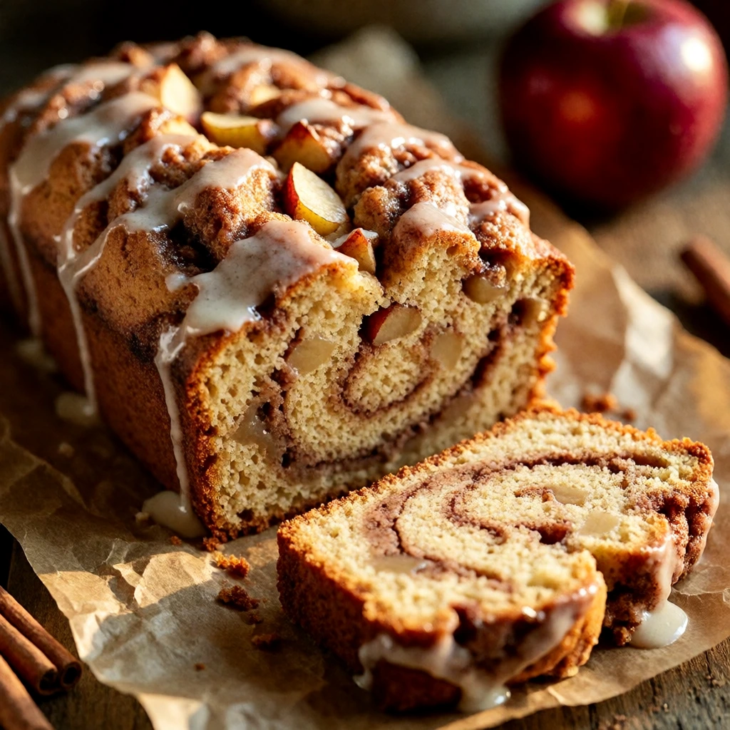 Warm Cinnamon Apple Swirl Loaf with Sweet Cinnamon Glaze
